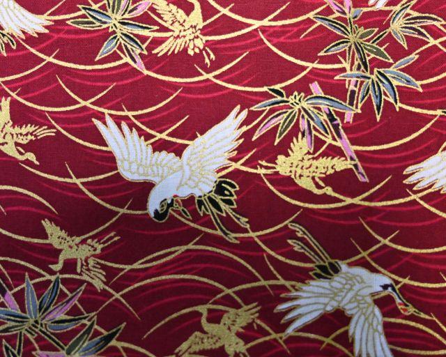 Flute Resting Pad: White Cranes (Red) | Suono Flauti