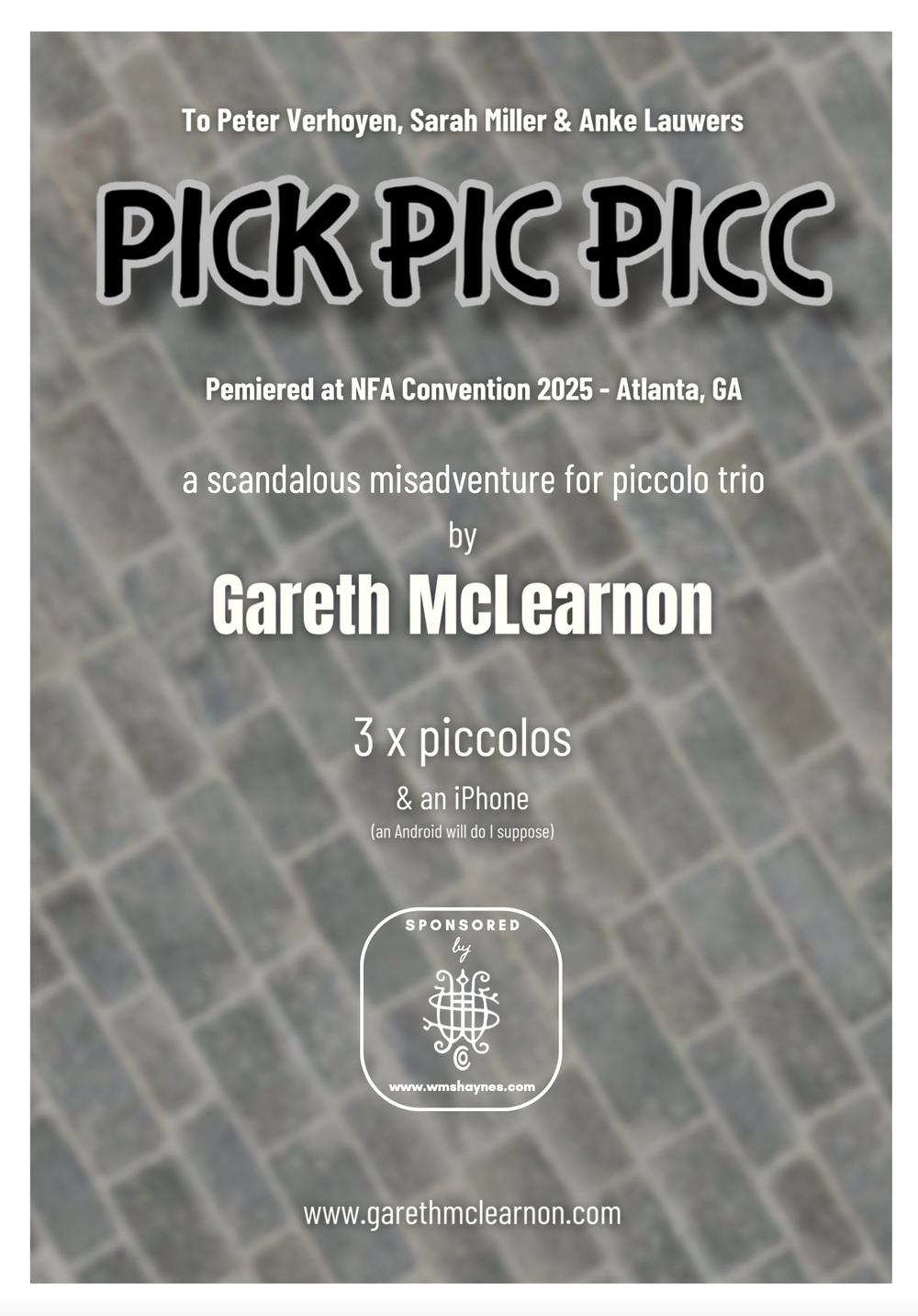 Pick Pic Picc for Piccolo Trio - Gareth McLearnon | Suono Flauti