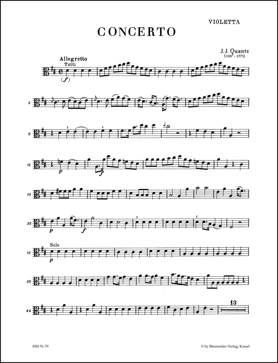 Concerto Pour Potsdam, Flötenkonzert (Viola part) - Johann Joachim Quantz | Suono Flauti